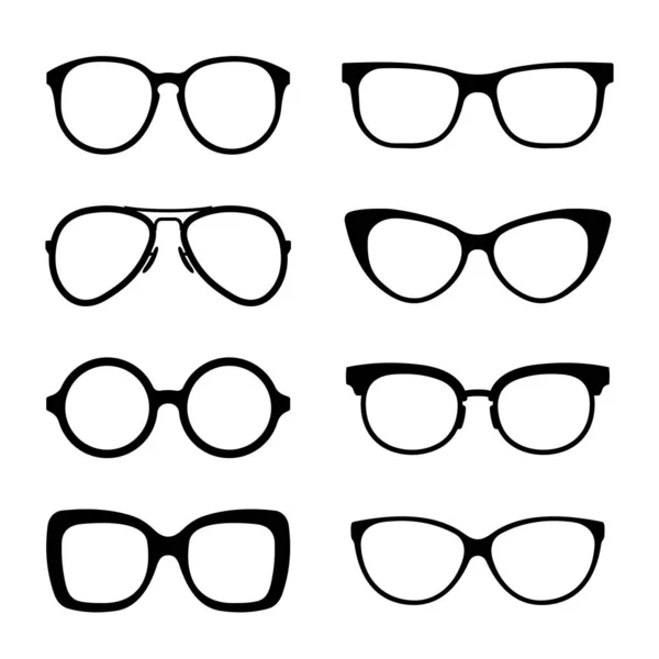 Set vettoriale di occhiali hipster, isolato su bianco — Vettoriale Stock