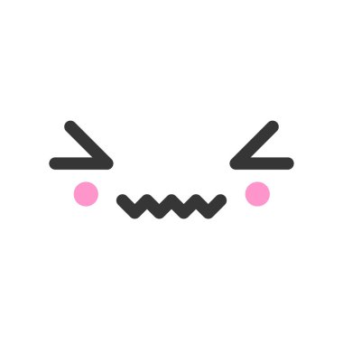 Acı dolu kawaii sevimli duygu yüz, duygu simgesi