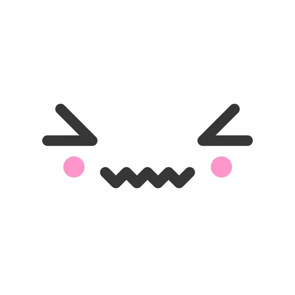 Болезненное кавайское милое эмоциональное лицо, векторная икона смайликов — стоковый вектор