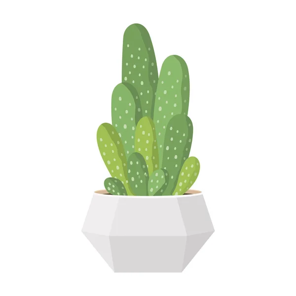 Cactus en sappig in pot binnenlandse kleurrijke cartoon vector illustratie — Stockvector