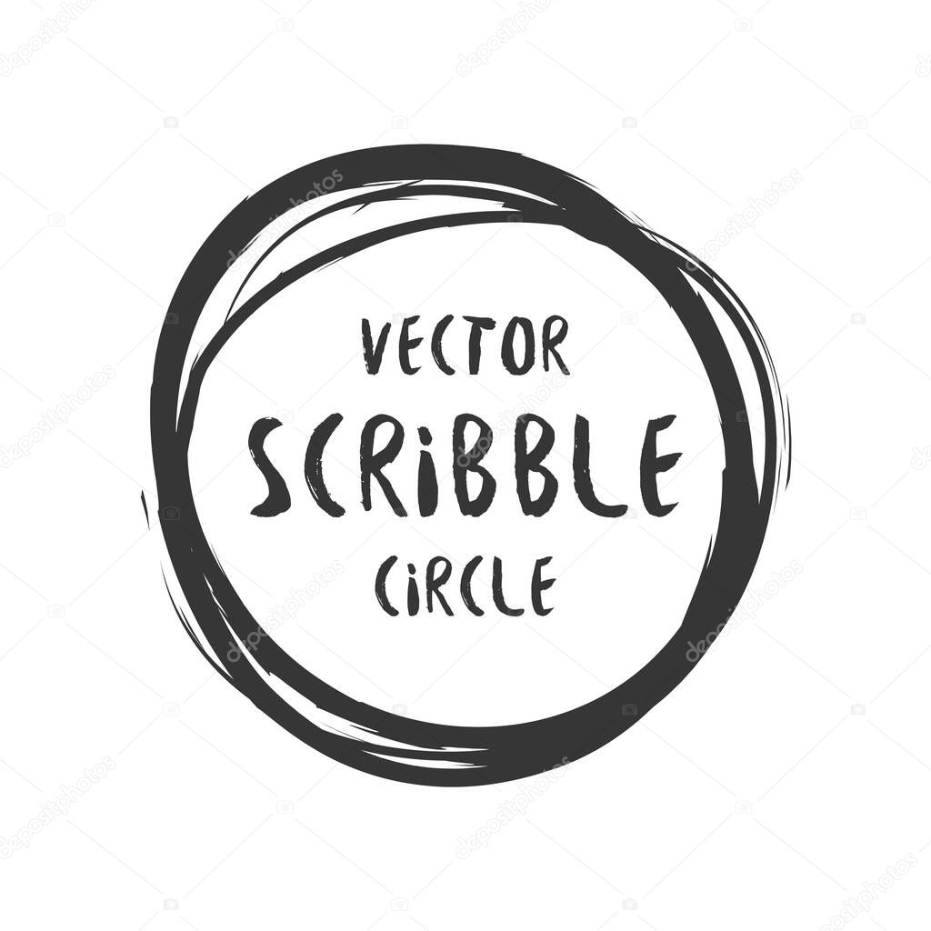 Hand drawn scribble vector circle and label with text
