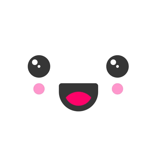 Smějící se kawaii roztomilý emotivní obličej, emotikon vektor ikona — Stockový vektor