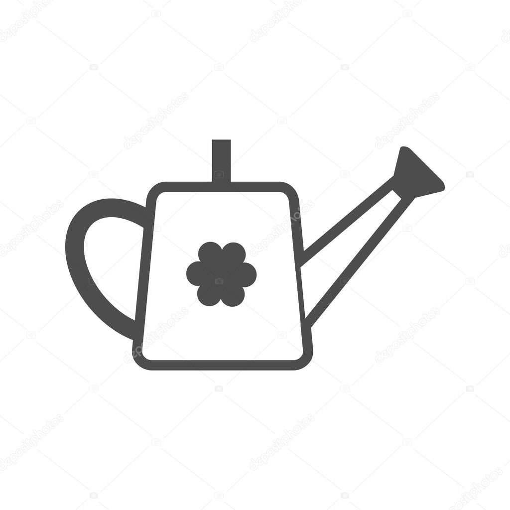 Watering can black vector icon, garden tool, equipment and accessory