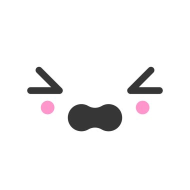 Umutsuz kawaii sevimli duygu yüz, emoticon vektör simgesi