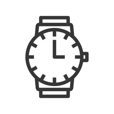 Round handwatch with clock hand line style isolated vector icon
