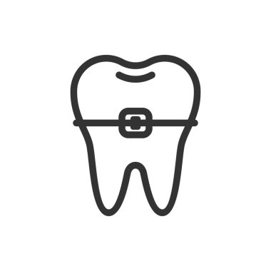 Tooth with a brace, cute vector icon illustration