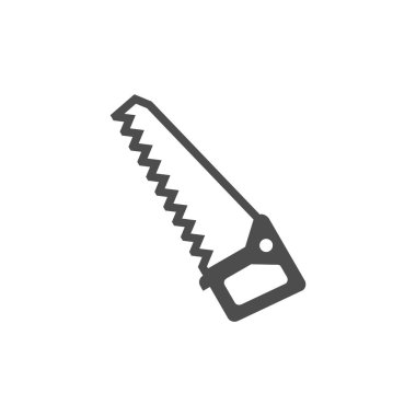 Saw black vector icon, garden tool, equipment and accessory