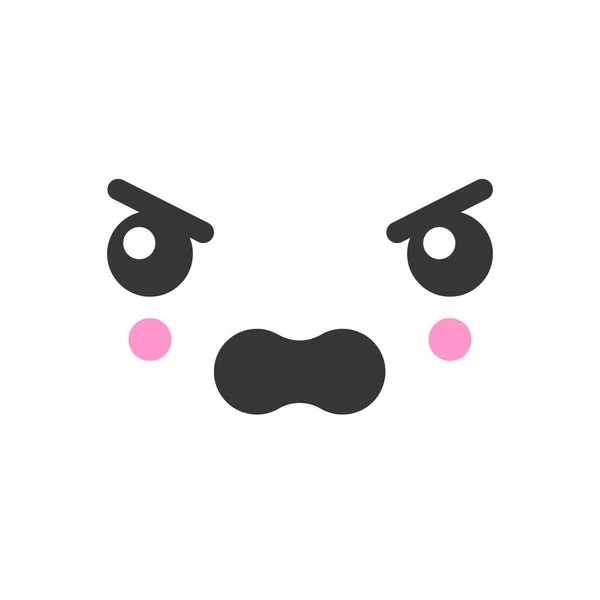 Kawaii irritado bonito emoção rosto, ícone do vetor emoticon — Vetor de Stock