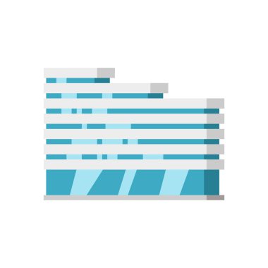 Modern şehir binası, izole vektör düz çizgi film çizimi