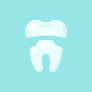 Crown dişi, şirin renkli vektör simgesi çizimi