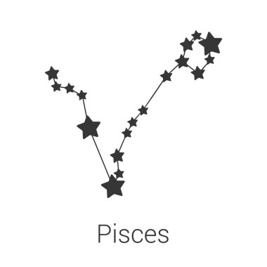 Beyaz arkaplan üzerindeki Balık takımyıldızı izole vektör simgesini imzala