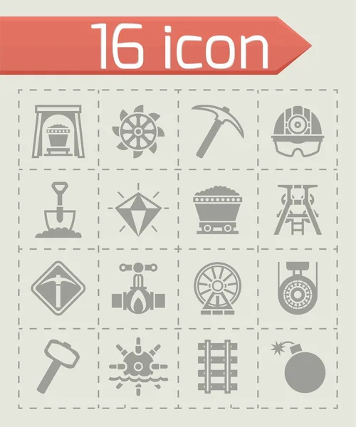 Conjunto de iconos mineros vectoriales — Vector de stock