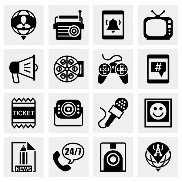 Conjunto de iconos de medios vectores — Vector de stock