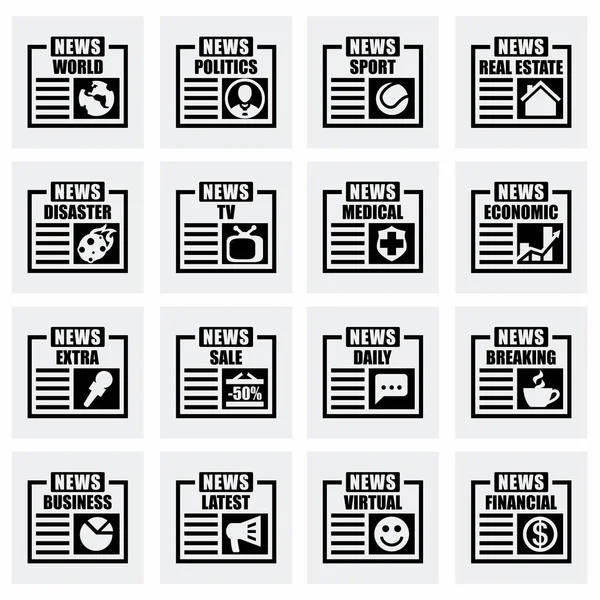 Ensemble d'icônes de journaux vectoriels — Image vectorielle