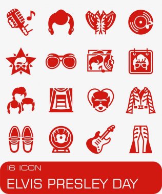 Vektör Elvis Presley gün Icon set