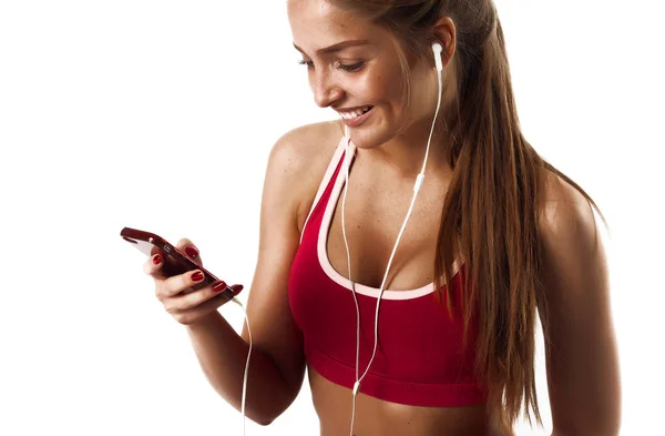 Fitness izole kız beyaz arka plan