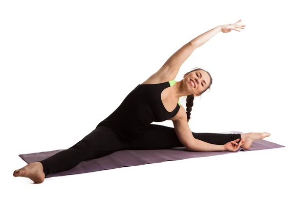 Girl stretch yoga pilates isolated — Stock Photo, Image