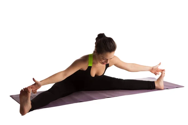 Girl stretch yoga pilates isolated — Stock Photo, Image
