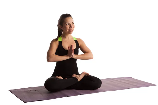 Girl stretch yoga pilates isolated — Stock Photo, Image