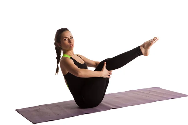 Girl stretch yoga pilates isolated — Stock Photo, Image