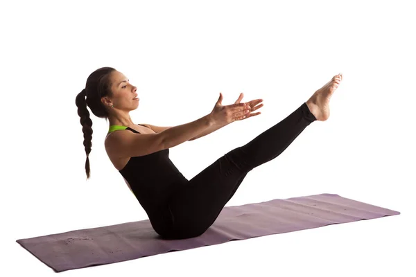 Girl stretch yoga pilates isolated — Stock Photo, Image