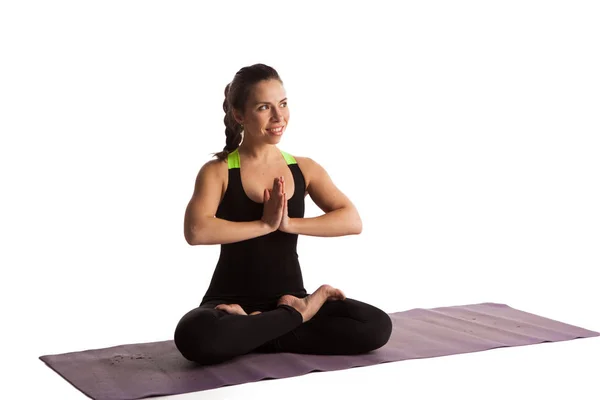 Girl stretch yoga pilates isolated — Stock Photo, Image