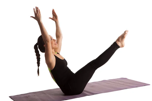 Girl stretch yoga pilates isolated — Stock Photo, Image