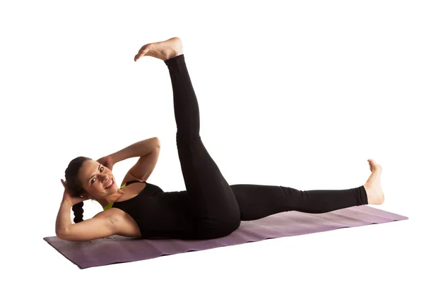 Girl stretch yoga pilates isolated — Stock Photo, Image