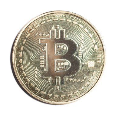 frontview bitcoin gold coin metall