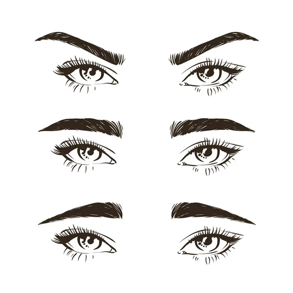 3 tipos básicos de forma de cejas ilustración vectorial. Moda frente femenina — Vector de stock