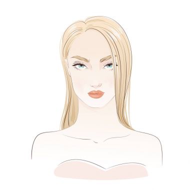 Güzel seksi sarışın kadın portre. Çizilmiş vektör çizim el