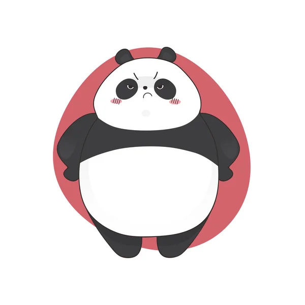 Tråkiga söta arg panda tecknad stil. Vector hand dras illustration. — Stock vektor