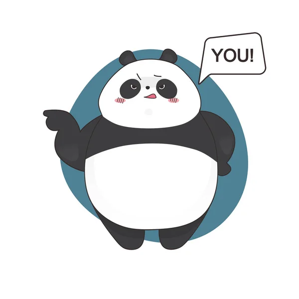 Entediante bonito irritado panda cartoon estilo. Ilustração desenhada à mão vetorial . — Vetor de Stock