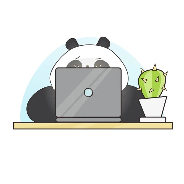 Personagem de panda bonito no trabalho. Ilustração vetorial — Vetor de Stock