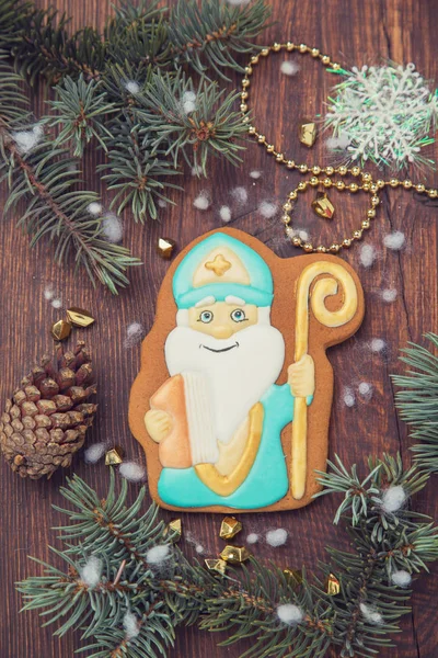 Cookie Nicholas Jul Pepparkaksgubbe Traditionellt Bakat För Semester Nicholas Ukraina — Stockfoto