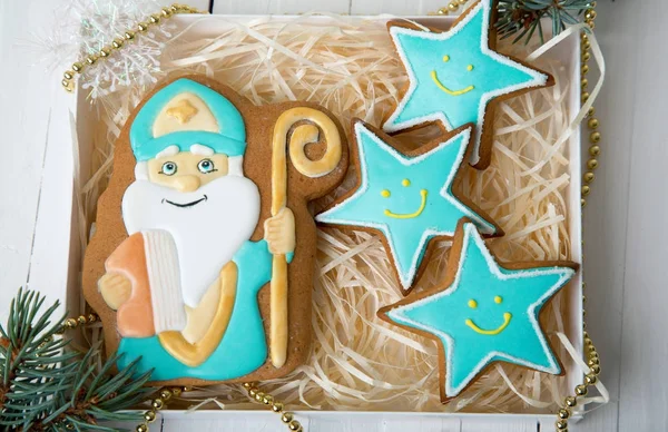Cookie Nicholas Julgranar Cookies Kryddad Shortcrust Kex Traditionellt Bakat Innan — Stockfoto