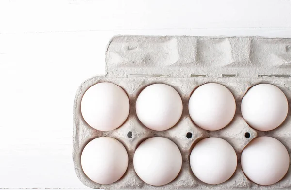 Huevos Pollo Una Mesa Cocina Madera — Foto de Stock