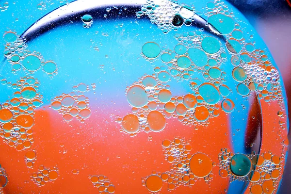 Circles Oil Water Blue Orange Background Abstract Background Text — Stock Photo, Image