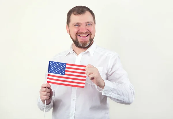 Middle Age Man Holding Flag United States America — Stock Photo, Image