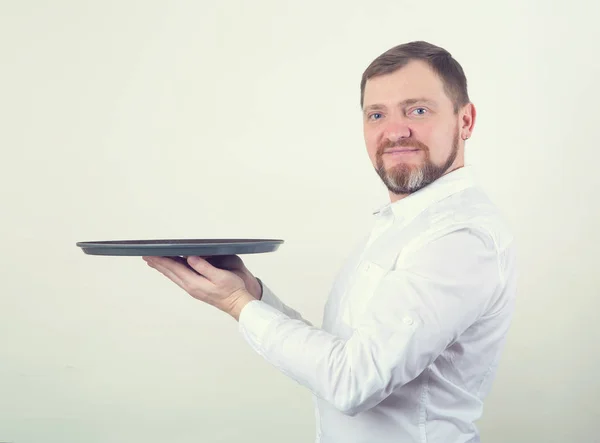 Een Volwassen Man Met Een Baard Heeft Een Lade Zijn — Stockfoto