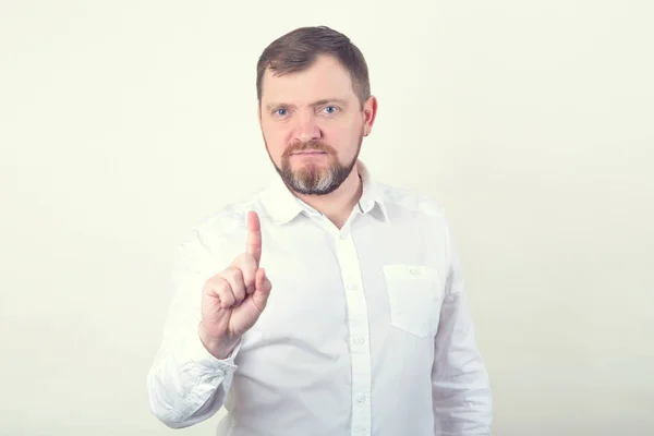 Deny Disagree Adult Business Man Years Shows Negative Gesture His — Stock Photo, Image