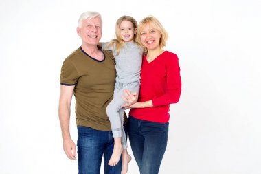 Mutlu neşeli aile. Baba, anne ve kızı.
