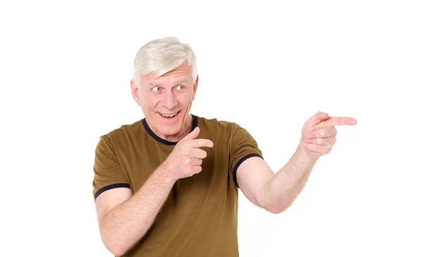 Happy Middle Aged Man Shows His Fingers Two Hands Away — Stock Photo, Image