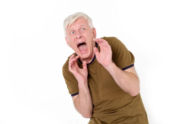 God Fright Fear Emotions Adult Male Mean Age Gray Hair — Stock Photo, Image