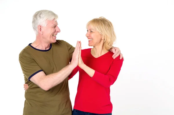 Volwassen Gelukkige Paar Een Man Een Vrouw Met Pensioen Senioren — Stockfoto