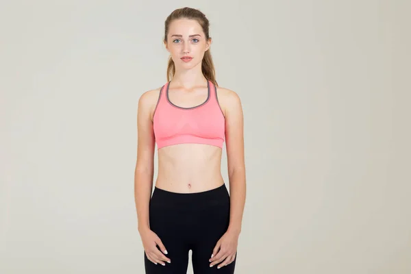 Mladá Atletická Žena Oblečená Růžové Fitness Tank Top — Stock fotografie