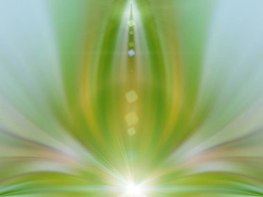 Soyut enerji çiçeği. Metin için yeşil arkaplan: yoga, aura, ışık, parıltı, sihir, hipnoz, meditasyon, rüya, nilüfer, uyum. Mandala, esrarengiz - kavram.