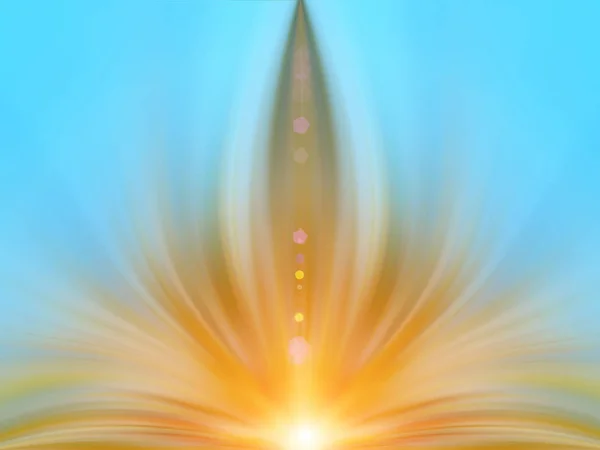 Abstracte Energiebloem Blauwe Lucht Achtergrond Voor Tekst Yoga Aura Licht — Stockfoto
