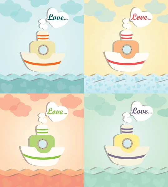 Kağıt gemi hisse senedi çizim ile tebrik kartları