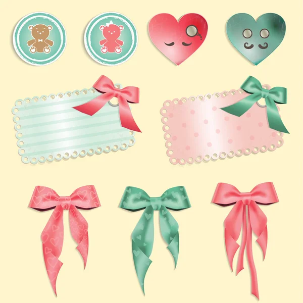 Kartı notları ile hediye yay ile dizi şerit - hisse senedi illüstrasyon